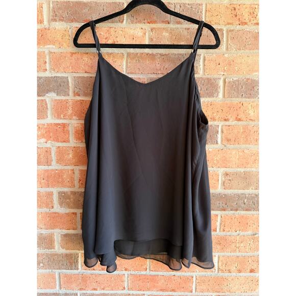 Torrid Sophie Women's Black V-Neck Chiffon Double Layer Cami Tank Tops Size 3 - Picture 2 of 5